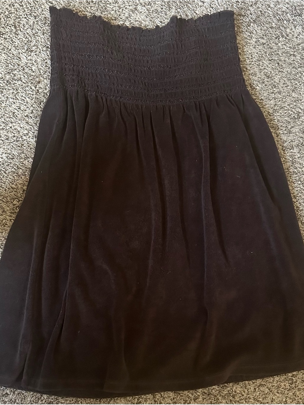 Black Smocked Waist Women's Skirt